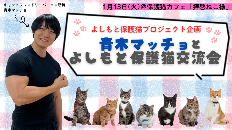 青木マッチョとよしもと保護猫交流会｜1月13日（火）開催